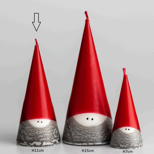 Santa Candle Cone 11cm red