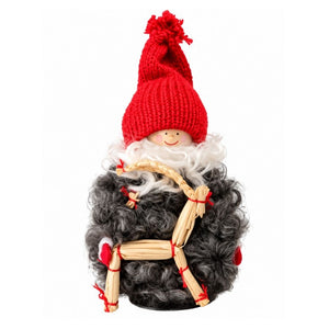 Santa Sheepskin with Straw Goat 14cm
