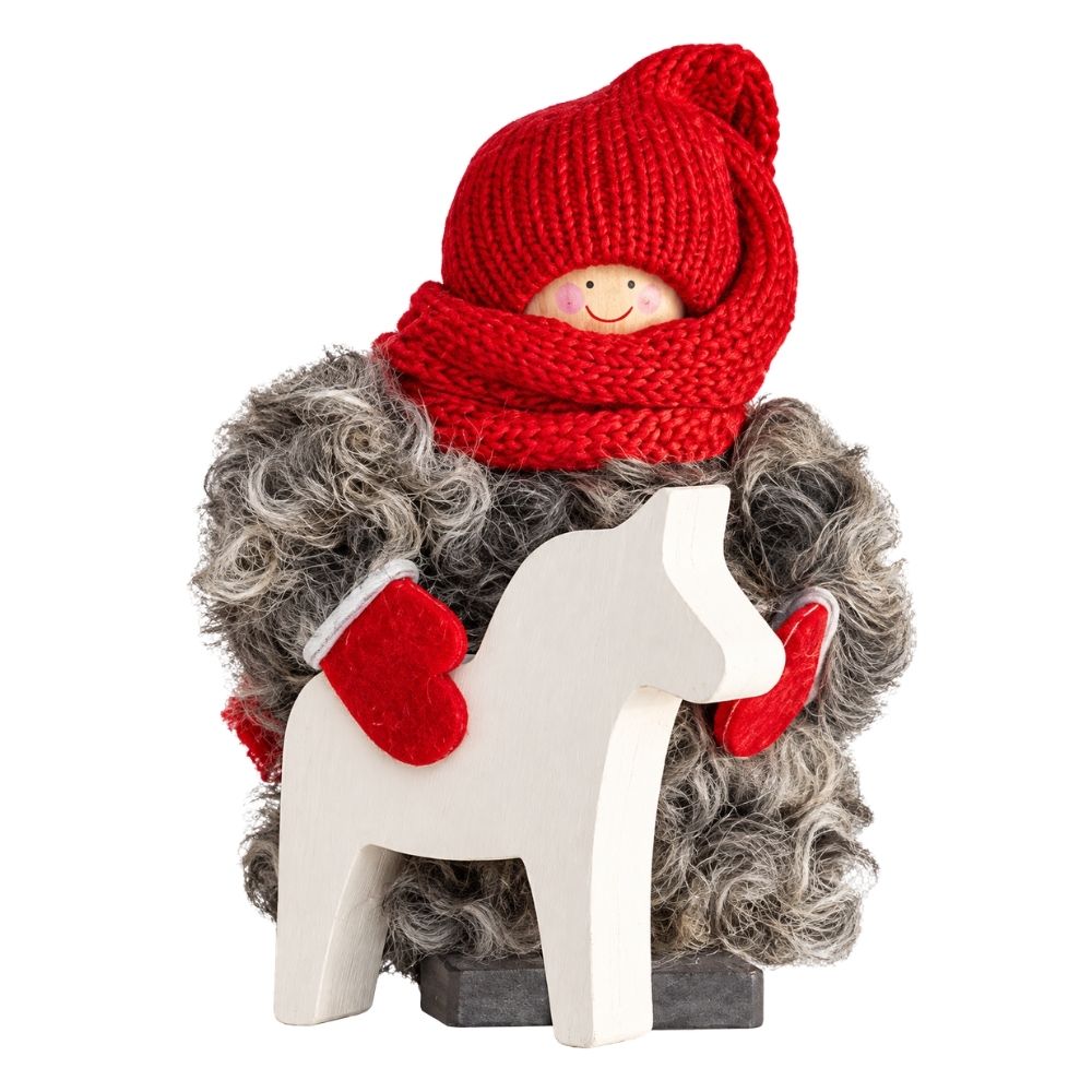 SantaSheepskinwithWhiteDalaHorse