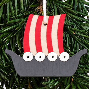 Viking Ship Wooden Ornament
