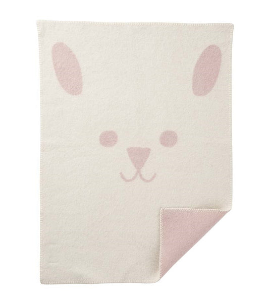 Rabbit Organic Wool Baby Blanket White-Pink