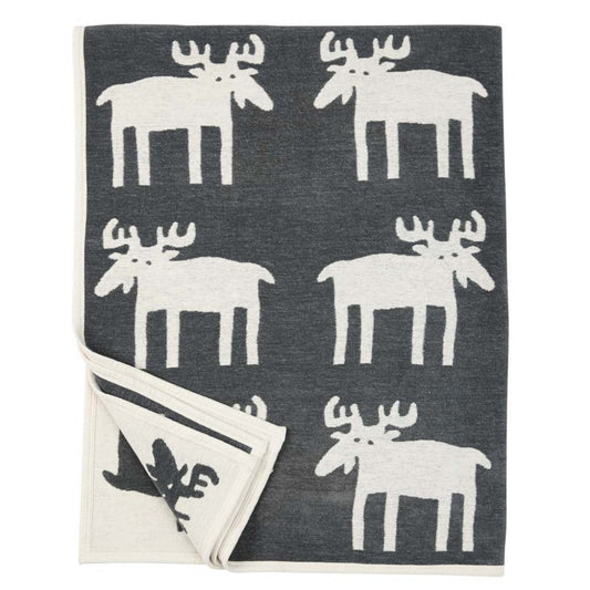 Klippan Moose Organic Cotton Blanket Dark Grey