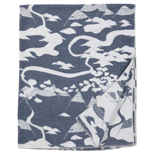 Klippan Mountains Cotton Blanket blue