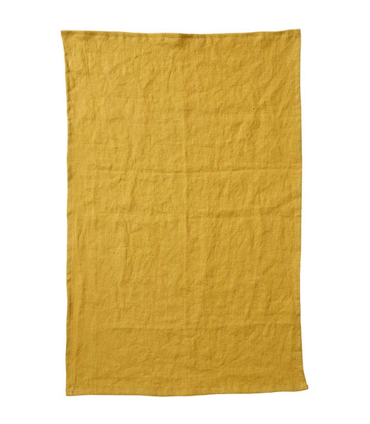 Klippan Linn Stonewashed Linen Tea Towel Mustard