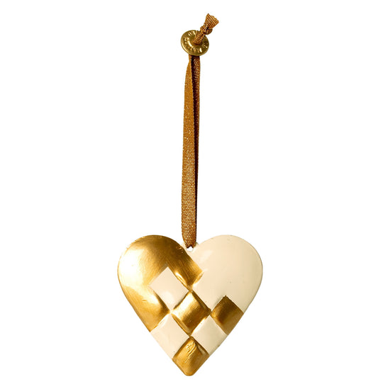 Maileg Metal Ornament Braided Heart Gold