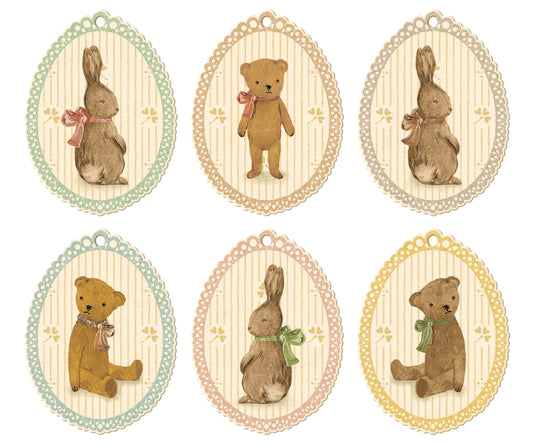 Maileg Gift Tags Bunnies & Teddies 12pk