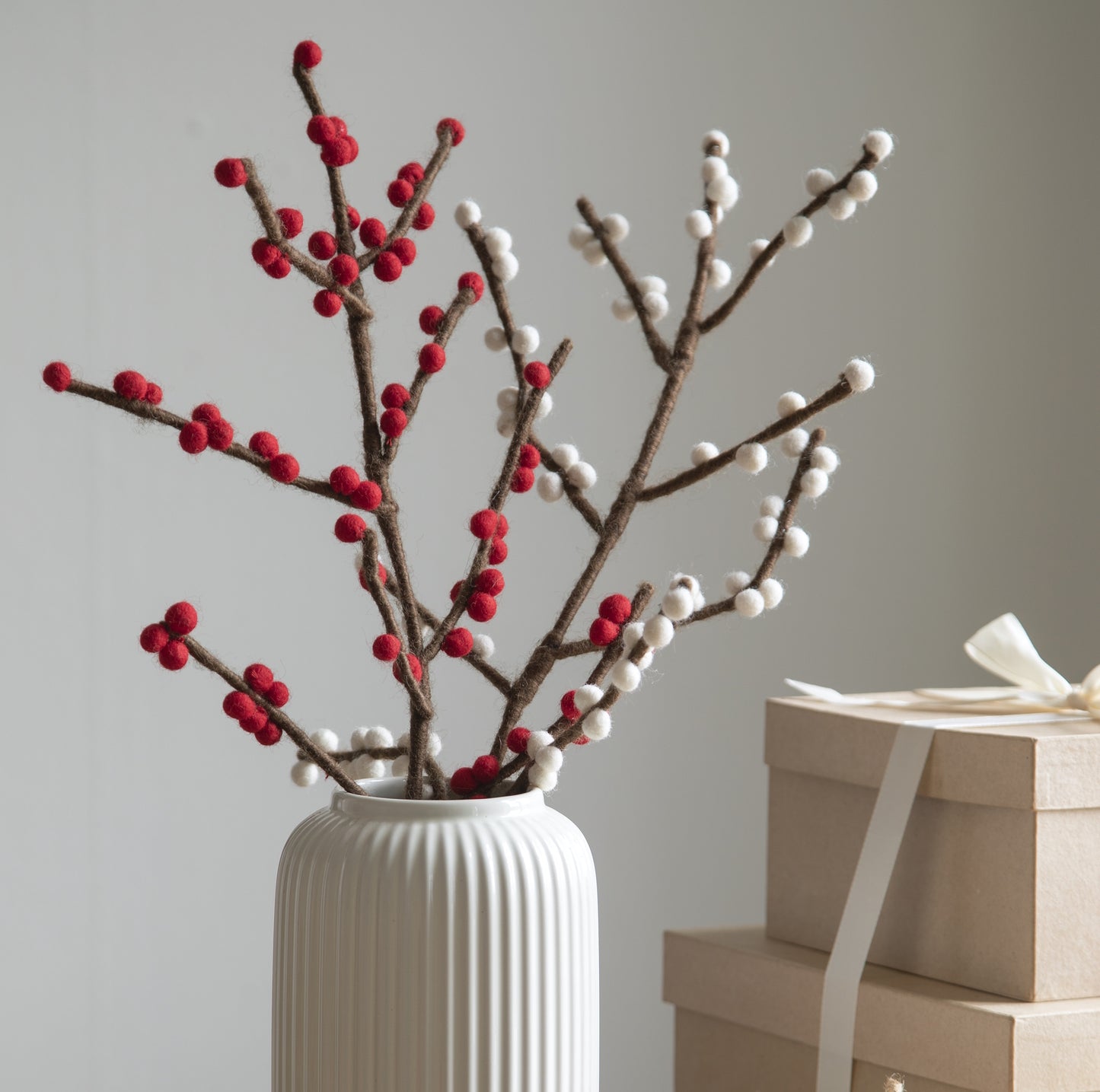 Branch Long Willow dusty red 60cm