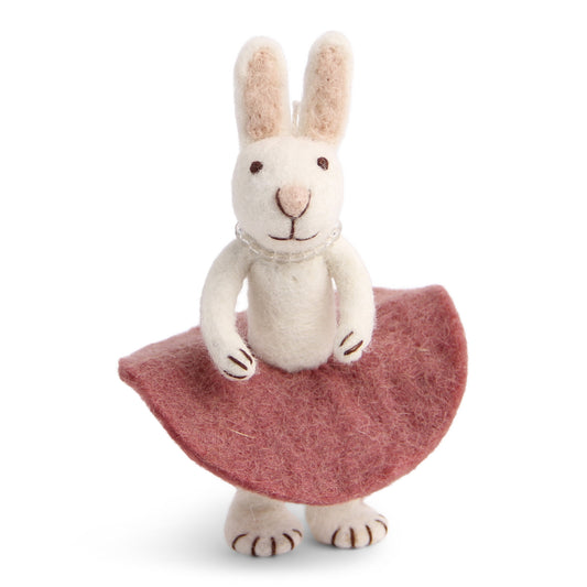 Gry & Sif Bunny Small White with Rose Skirt
