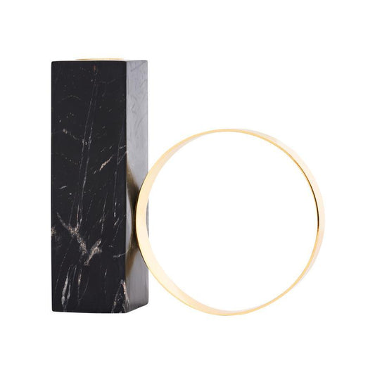 OYOY Tangent Marble & Brass Candle Holder Black