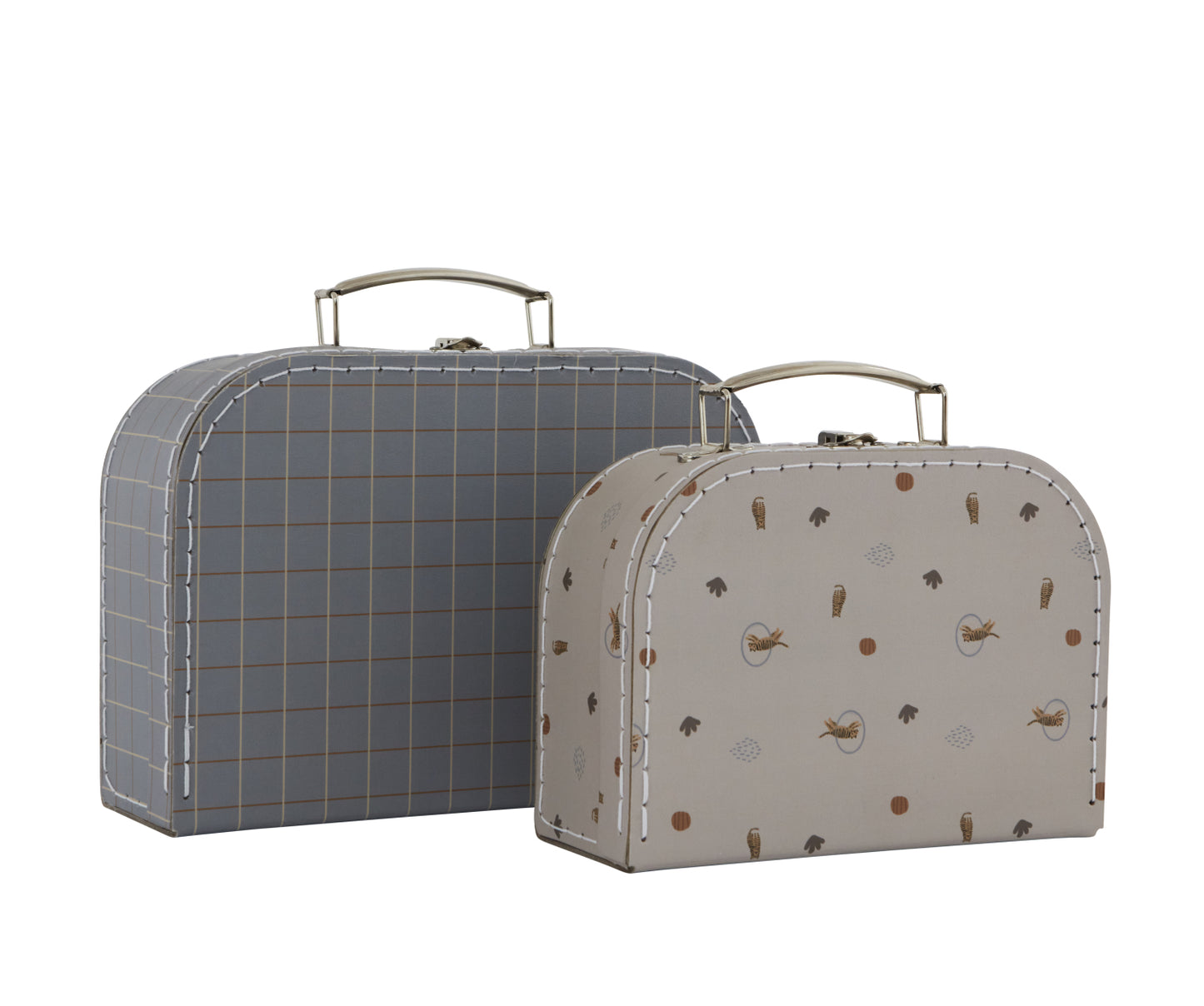 OYOY Mini Suitcase Tiger & Grid Blue 2pk