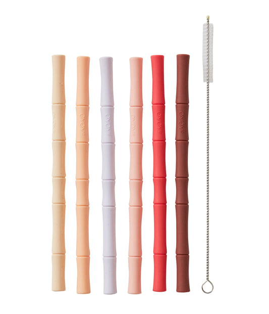OYOY-bamboo-silicone-straw-6pcs-cherry-vanilla