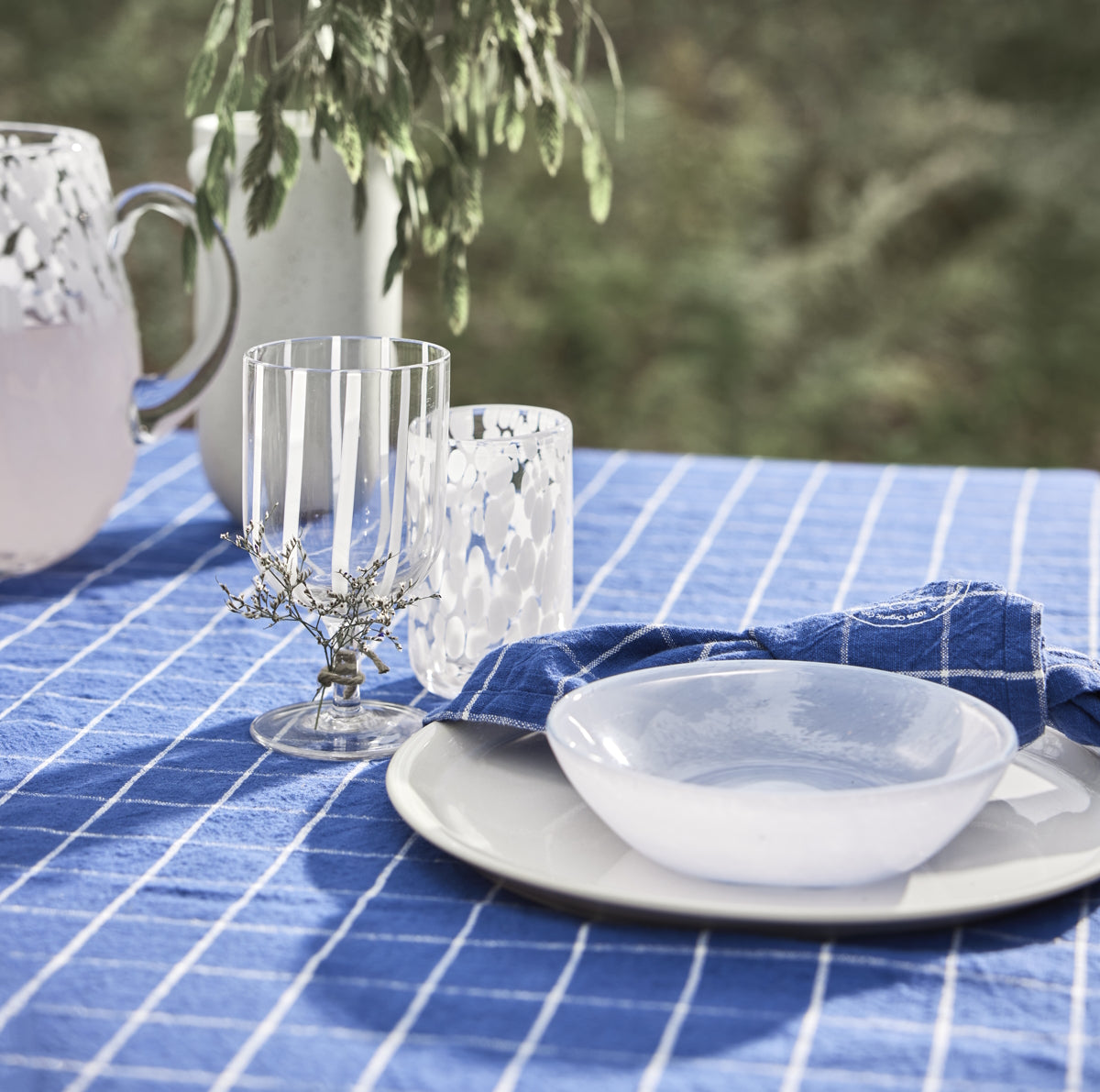 OYOY Grid Tablecloth 200x140 Dark Blue