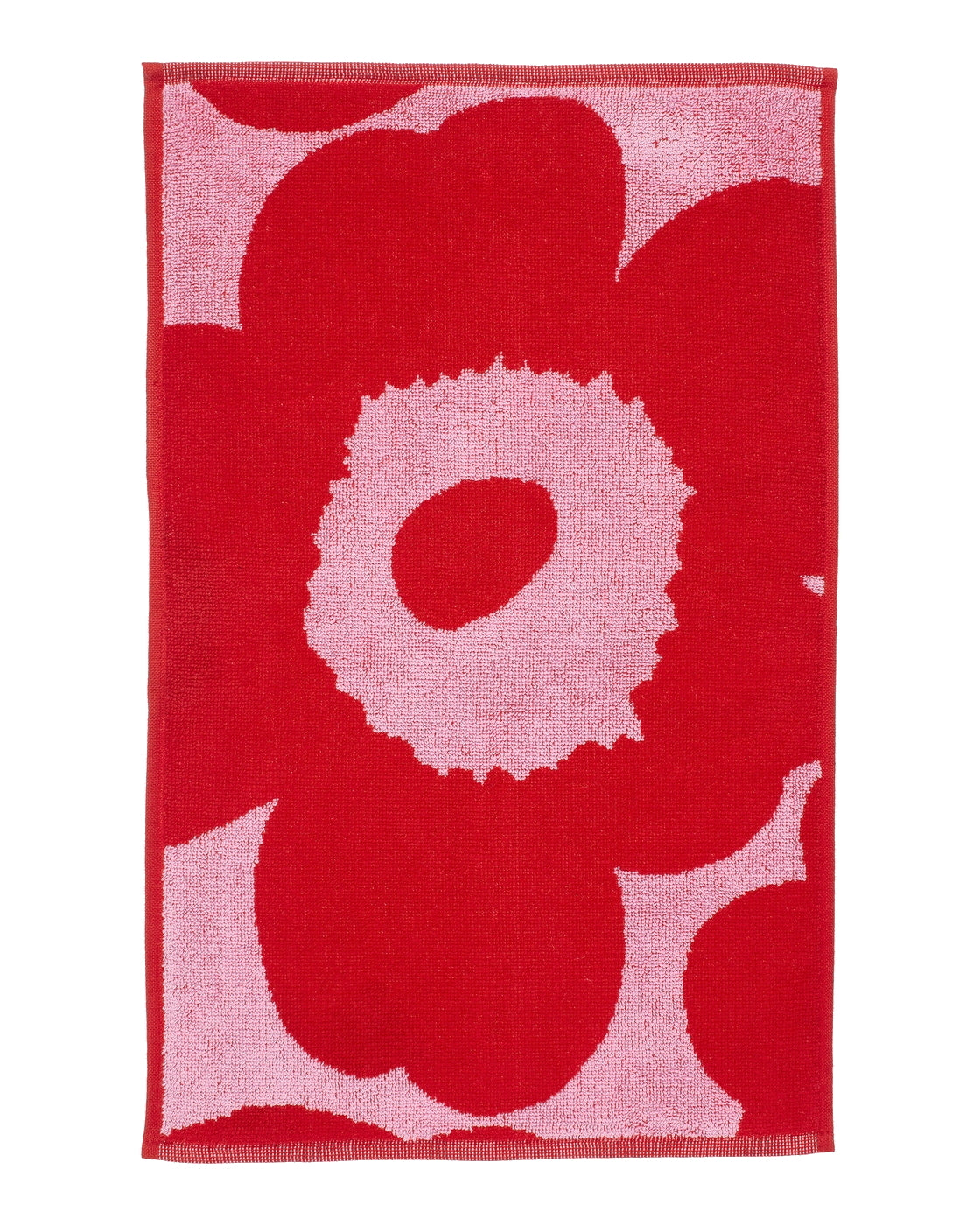 Marimekko-unikko-guest-towel-pink-red