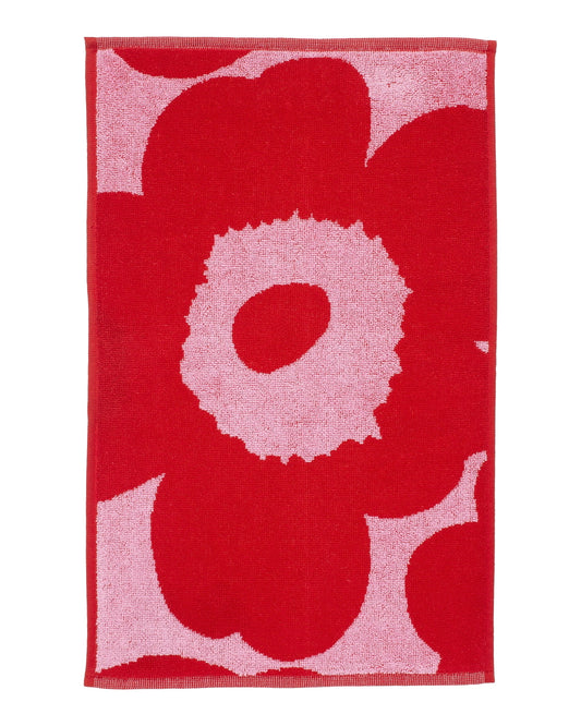 Marimekko-unikko-guest-towel-pink-red