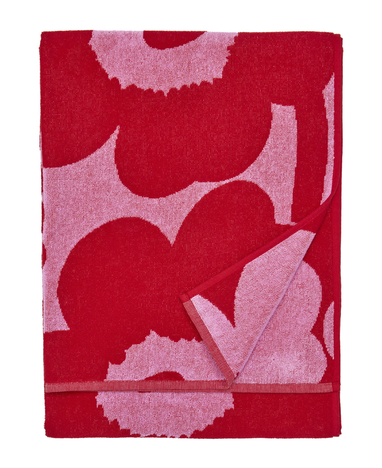 Marimekko-unikko-bath-towel-pink-red