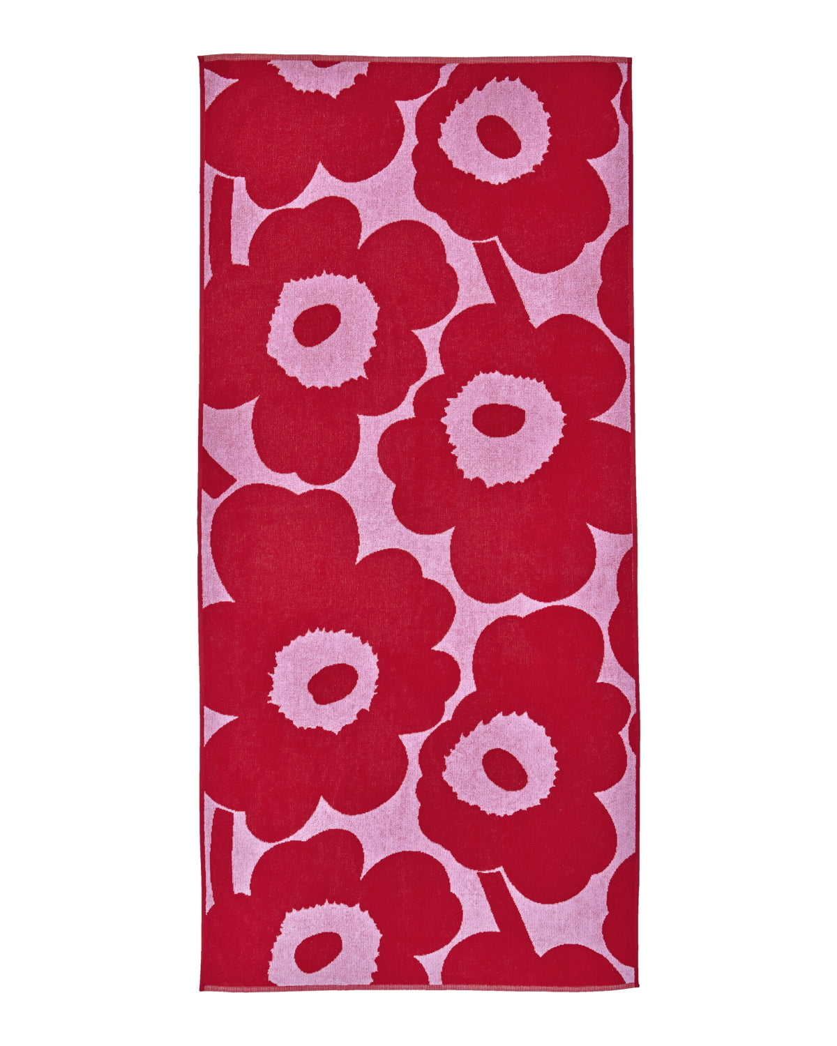 Marimekko-unikko-bath-towel-pink-red