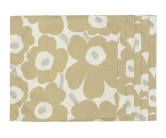 Marimekko-unikko-cotton-napkin-43x43-6pk-beige-metallic