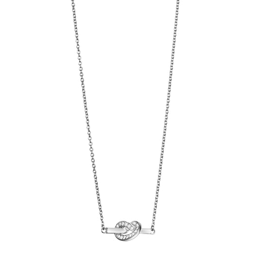 Love Knot & Stars Necklace White Gold