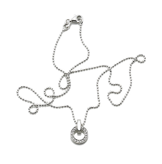 Ring Around & Stars Pendant Necklace White Gold