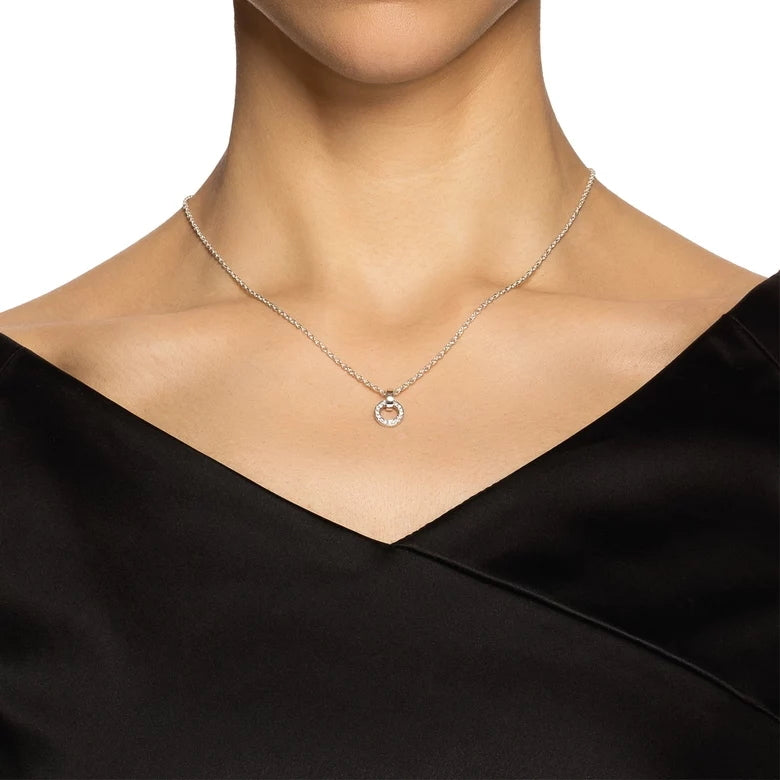 Ring Around & Stars Pendant Necklace White Gold