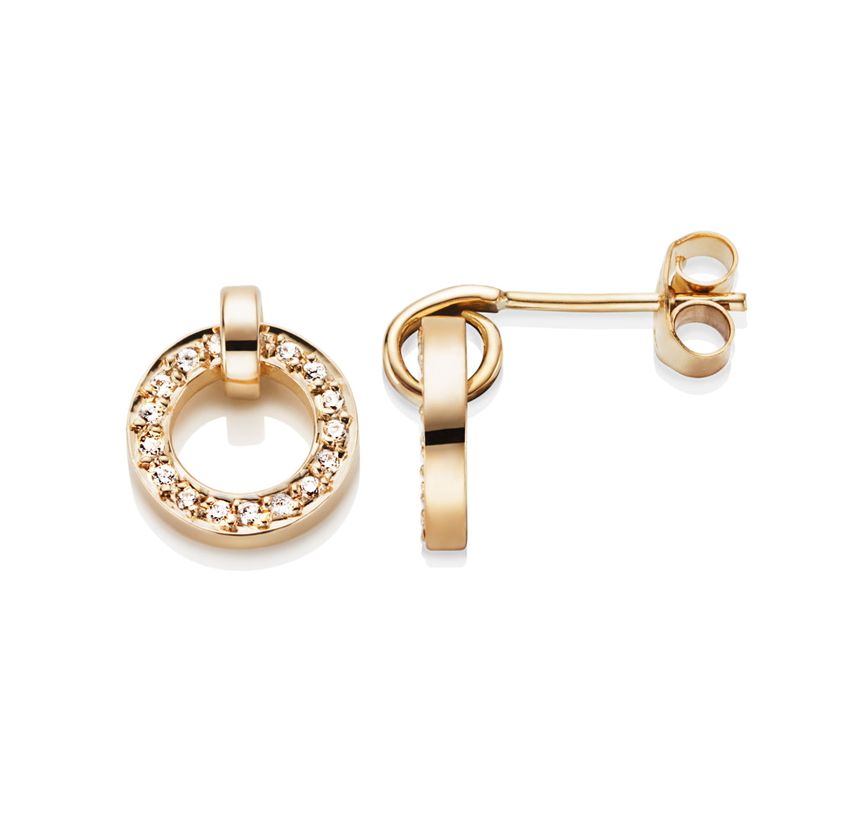 Ring Around & Stars Earrings Gold