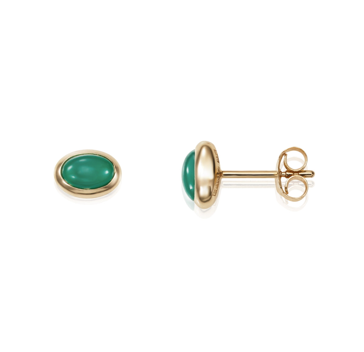 Love Bead Earrings Green Agate Gold