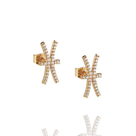 Double Trouble & Stars Earrings Gold