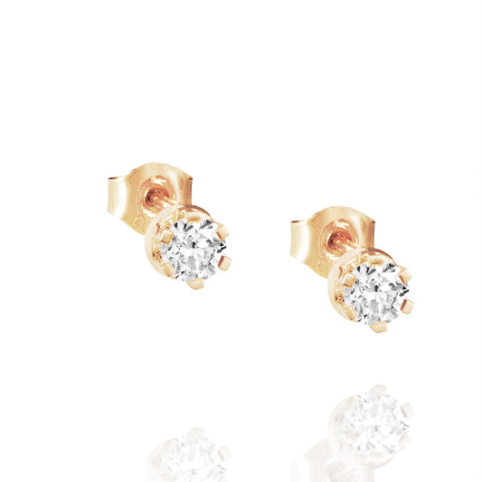 Crown & Stars Earrings Gold 0.60ctw