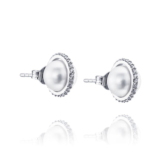 Day Pearl & Stars Earrings White Gold