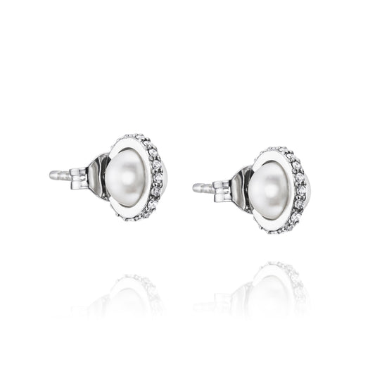 Little Day Pearl & Stars Studs White Gold